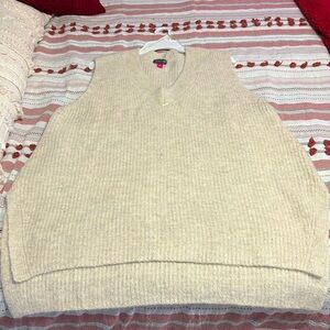 Long Oatmeal colored sweater vest, Vince Camuto